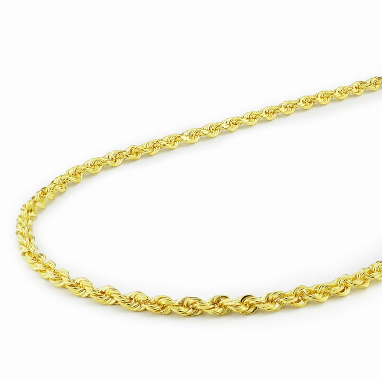 Nuragold 14k Yellow Gold 2.5mm Rope Chain Diamond Cut Pendant