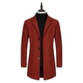 thumbnail image 6 of comerut Men Woolen Coat Lapel Long Sleeve Single-Breasted Solid Color Mid-length Coat Autumn Winter Warm Outwear, 6 of 7