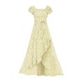 thumbnail image 4 of FYDUU Flower Girl Dress Girls Flutter Sleeve Floral Dresses Summer Ruffle Flowy Long Maxi Dress Elegant Party A-Line Sundress for Girls 13-14 Years, 4 of 4