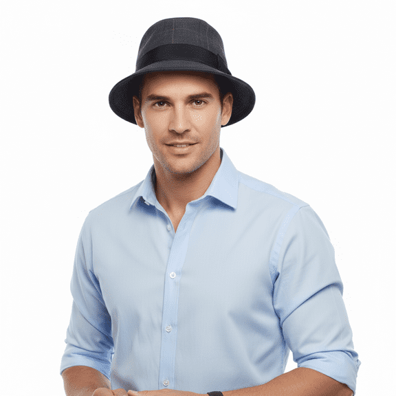 Dolce & Gabbana Men’s Grey Pure Cotton Plaid Bucket Hat with Bow Band-Adult M for mens