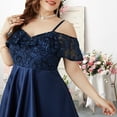 thumbnail image 7 of Formal Evening Dresses for Women Plus Size Chiffon Cold Shoulder Lace High Low Dress Ruffle Flounce Flowy Party Gowns Navy, 3XL, 7 of 7
