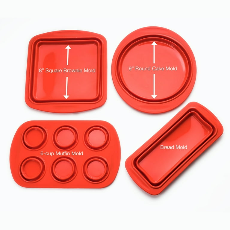 NEW Cook's Essentials 3-Piece Silicone Bakeware Set RED