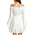 thumbnail image 3 of KICILVS Halloween Outfits for Women Off Shoulder Tie Front Pleated Ruffle Mini Dress Parties Vintage Cosplay Mini Dress with Smocked Waist, 3 of 4