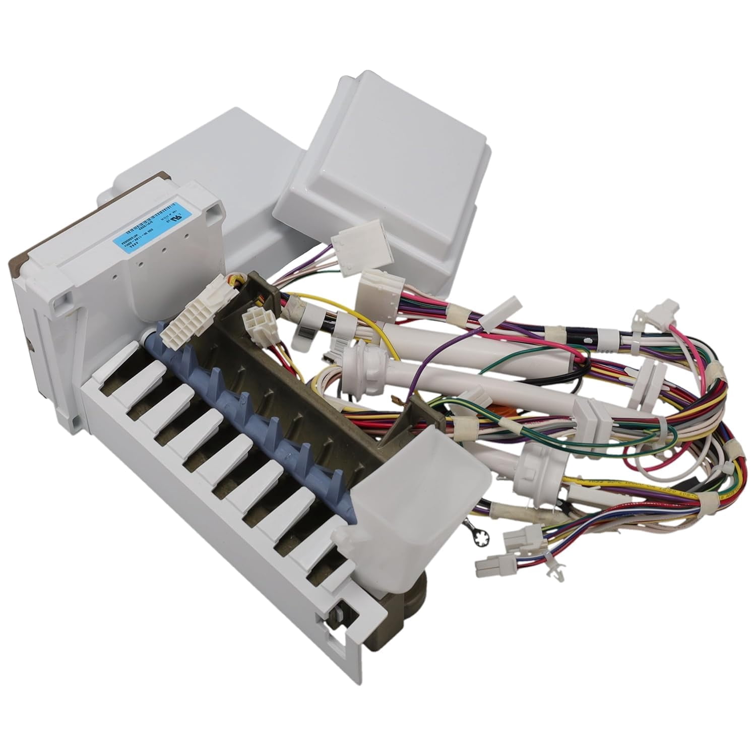 WPW10300024 Refrigerator 8 Cube Ice Maker Includes 2 Wire Harnesses 2 Covers and Shut Off arm Replacement Numbers W10300024 AP6019087 PS11752391 for , , , Kenmore