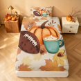 thumbnail image 4 of Homewish Thanksgiving Pumpkin Twin Sheets, Botanical Leaves Bedding, Beige Teal Brown Orange, 3-Piece (1 Flat Sheet, 1 Fitted Sheet and 1 Pillowcase), 4 of 6