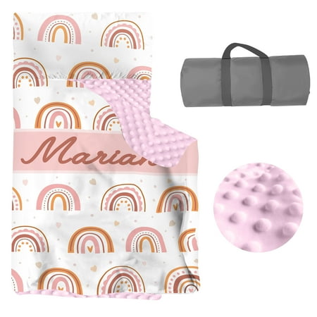 AOLOA Toddler Nap Mat with Pillow and Blanket Personalized Name Toddler Sleep Mat Extra Large Rolled Napping Mats Washable Light for Kids Girls Daycare Preschool Travel(Rainbow)(Fixed Size)