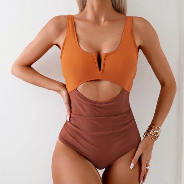 WILLBEST Traje de Baño Curvy Traje de Baño Sexy con Bloques de Color para Mujer