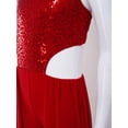 thumbnail image 6 of inlzdz Girls Sparkly Halter Sleeveless Backless Jumpsuit Shiny Jazz Latin Ballroom Dance Dress Burgundy 16, 6 of 7