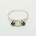 thumbnail image 2 of LBG 14k White Gold Natural Opal & Sapphire Womens Statement Ring - Size 9.25, 2 of 6