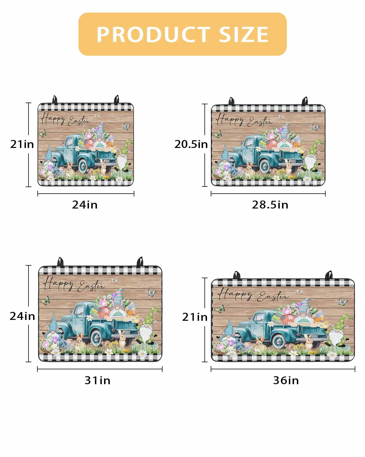 Large Induction Cooktop Protector Mat Easter Stove Top Covers for Electric Stove, Plaid Truck Eggs Bunny Floral Gnomes Wooden Decorative Stove Burner Cover Mats, Glass Top Stove Cover