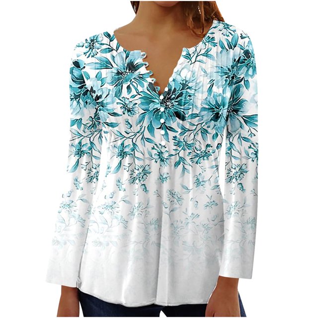 Camisas Awdenio para mujer, blusa informal de moda juvenil, cuello en V, camisa de tres cuartos, tops estampados de otoño, sudaderas, ofertas