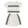 thumbnail image 1 of StylesILove Baby Toddler Girls Love Print Mesh Short Sleeve T-Shirt and Sporty Shorts 2pcs Activewear Outfit (White, 90/12-18 Months), 1 of 6