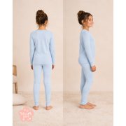dELiA*s Girls Thermal Underwear Set Waffle Knit Shirt and Long Johns (2T-16), Black/Pink/Light Blue