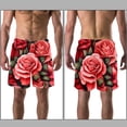 thumbnail image 3 of luoweisi Men's Beach Shorts Quick Dry Swim Trunks with Mesh Lining Roses L, 3 of 5
