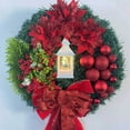 thumbnail image 5 of Christmas Decorations Christmas Oil Lights Christmas Red Flowers Christmas Wreath Door Hanging - D, 5 of 8