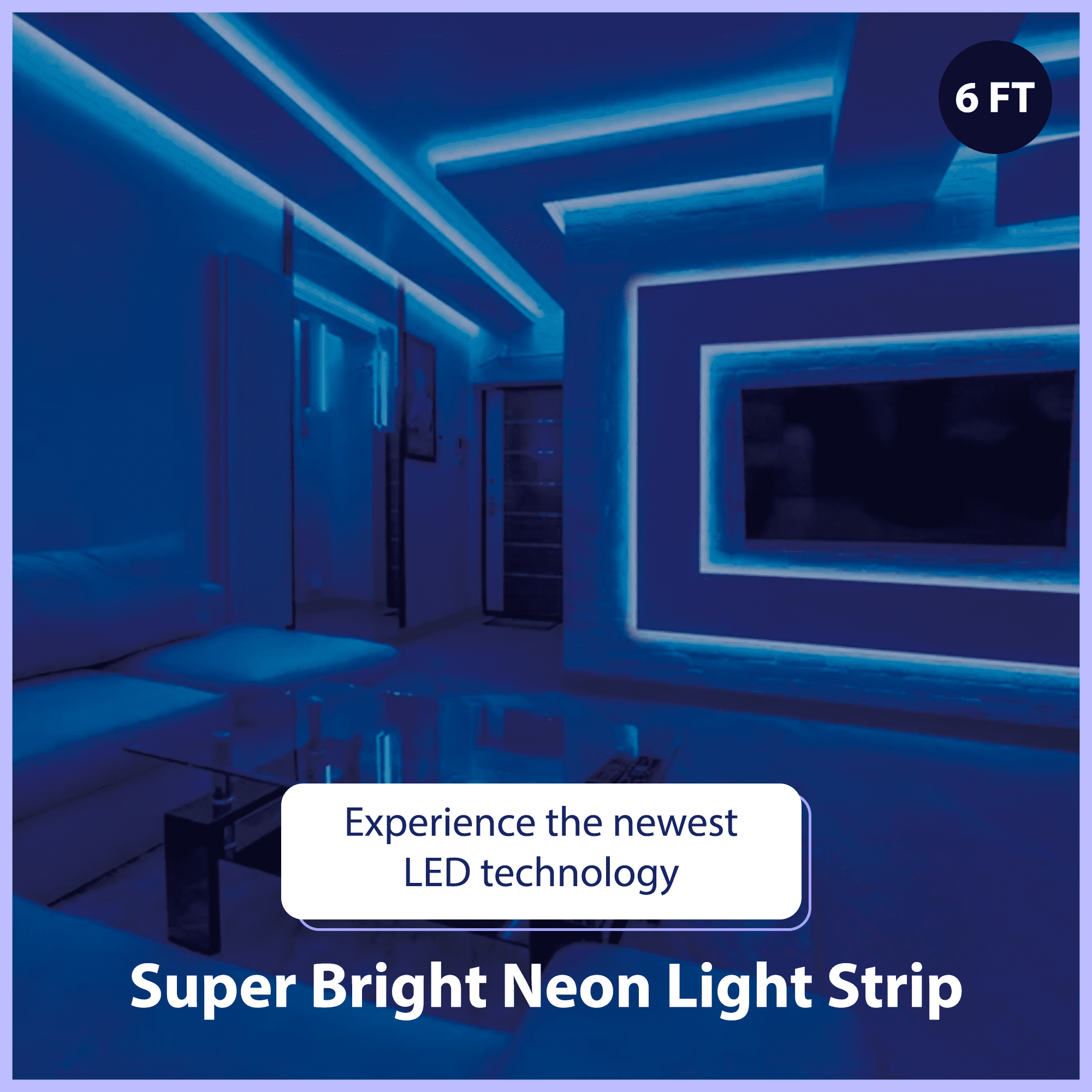 Ledeez Indoor 6 Ft USB Plug-in Neon Blue LED Light Strip