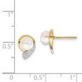 thumbnail image 3 of 14K 5-6mm White Button FW Cultured Pearl .01ct Diamond Post Earrings, 3 of 3