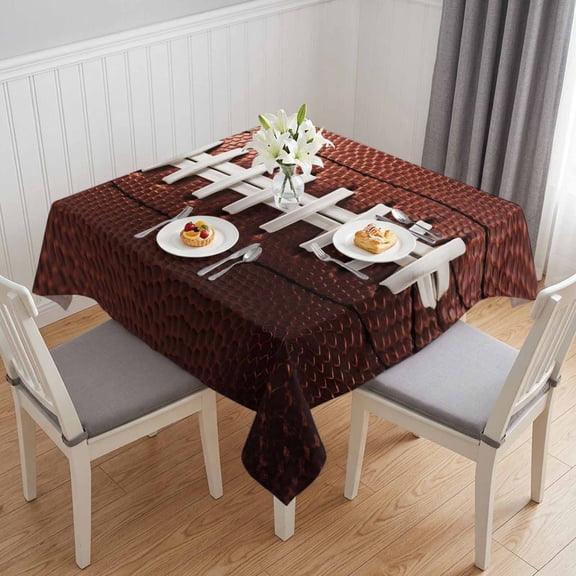 American Football Laces Table Cloth Waterproof Tablecloths, Classic Rugby Sports Tablecloth Dining Table Cover for Kitchen Party Tabletop Outdoor, Square Tablecloth 54x54 Inch
