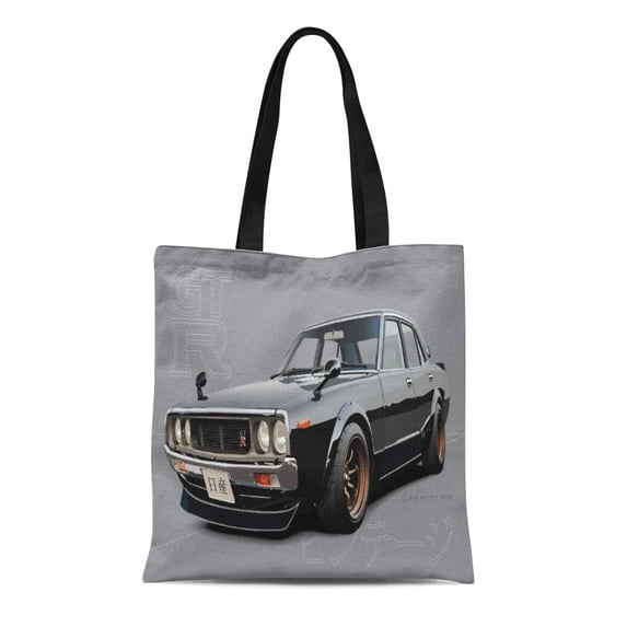 SIDONKU Canvas Tote Bag Classic Nissan Skyline Gt Vintage Nostalgic 2000 Car Automotive Reusable Handbag Shoulder Grocery Shopping Bags