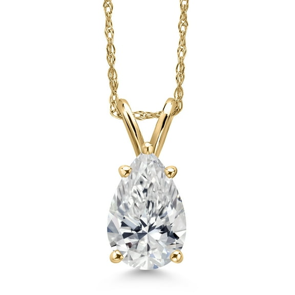 Gem Stone King 1.00 Cttw IGI Certified Lab Grown Diamond Pendant Necklace for Women | 14K Yellow Gold | Pear Shape Diamond | D-E Color | VS1 Clarity | With 18 inch Chain