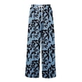 thumbnail image 3 of Vacation Beach Floral Palazzo Pants Ladies Elastic Drawstring Waist Loose Wide Leg Pants with Side Pockets Blue M, 3 of 8