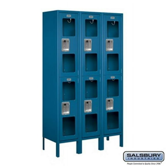 Salsbury S-62352BL-U 3 x 5 x 12 in. Double Tier See Through Metal Locker, Blue - Unassembled