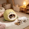 thumbnail image 5 of Sahpxhe Cat Bed, Angler Fish Shaped Warm Winter Plush Cave Pet Bed With Hanging Pom pom Toy For Indoor Cats And Small Dogs, 5 of 6
