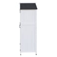 thumbnail image 3 of Spacious White Fir Wood Storage Shed, 67-Inch Tall with Dual Doors, Triangular Roof, and 4 Interior Compartments for Organized Garden Tool Storage, 3 of 9
