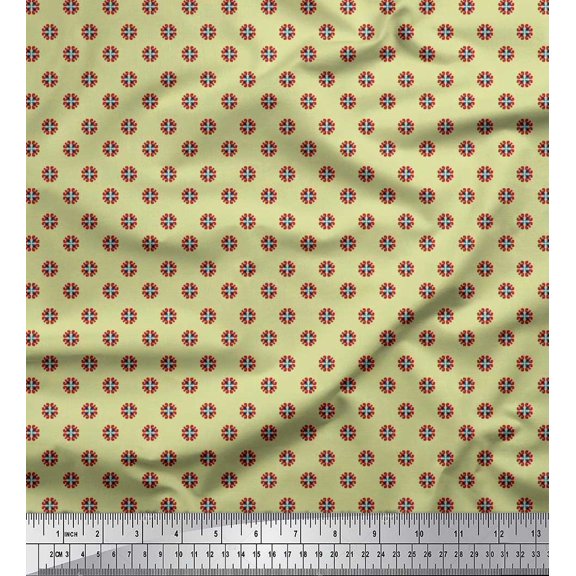 Soimoi Japan Crepe Satin Fabric Artistic Floral Shirting Printed Fabric 1 Yard 42 Inch Wide