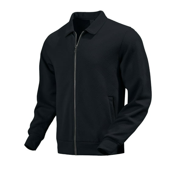 dGslk Mens Lightweight Bomber Jacket Full Zip Casual Stand Collar Windbreaker Comfortable Outerwear with Pockets for Spring Autumn Daily Wear Black L