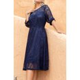 thumbnail image 4 of Curve Muse Women's Plus Size Floral Lace 3/4 Sleeve Round Neck Dress-Navy-3XL, 4 of 6