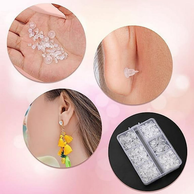 Hebalg 600pcs Silicone Earring Backs, Soft Clear Earring Safety Backs with  Box Earring Stopper Backs Locking Earring Backs Replacements (6 Styles) 