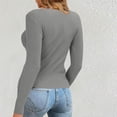 thumbnail image 5 of Htigea Cutout Knit Sweaters for Women Slim Fit Long Sleeve Pullover Ribbed Tops Solid Color Basic Fall Clothes Gray M, 5 of 8