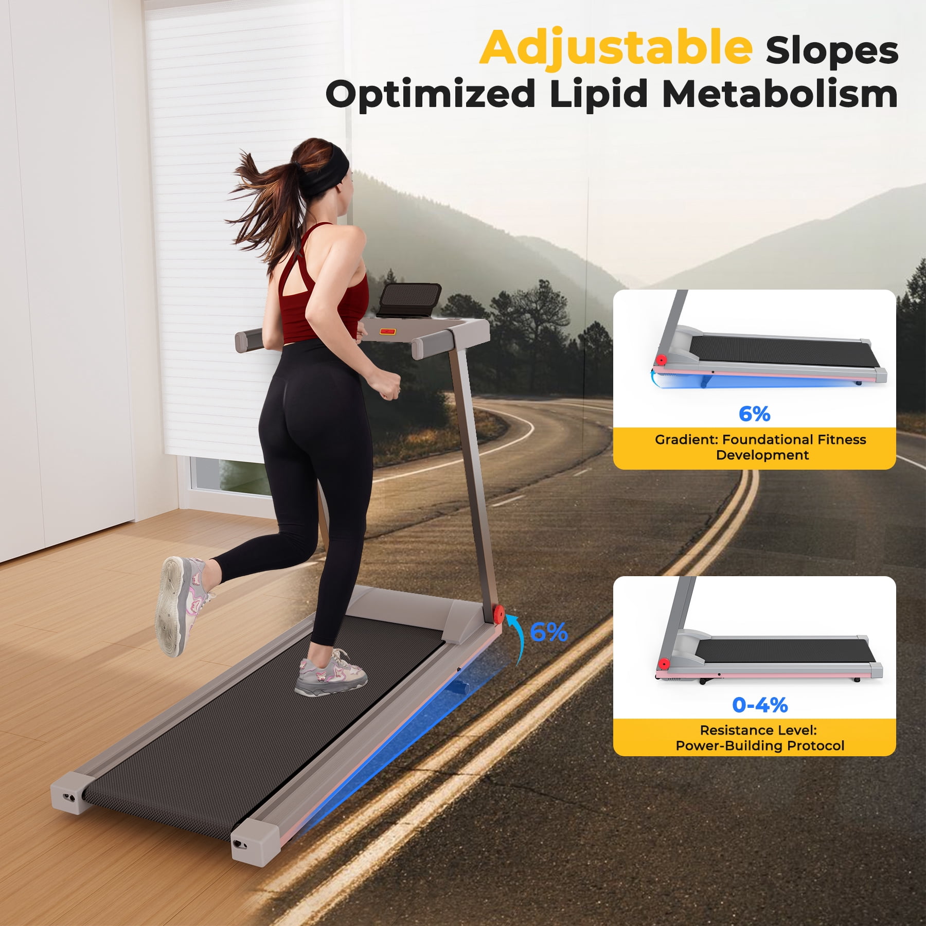 SSPHPPLIE Folding Treadmill with 6% Incline for Home,300 LBS Capacity, 3 HP,0.6-7.5MPH,Easy Assembly for Small Space