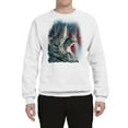 thumbnail image 2 of Howling Wolves into the Night Sky with Stars and Stripes | Mens Animal Lover Crewneck Graphic Sweatshirt, White, X-Large, 2 of 3