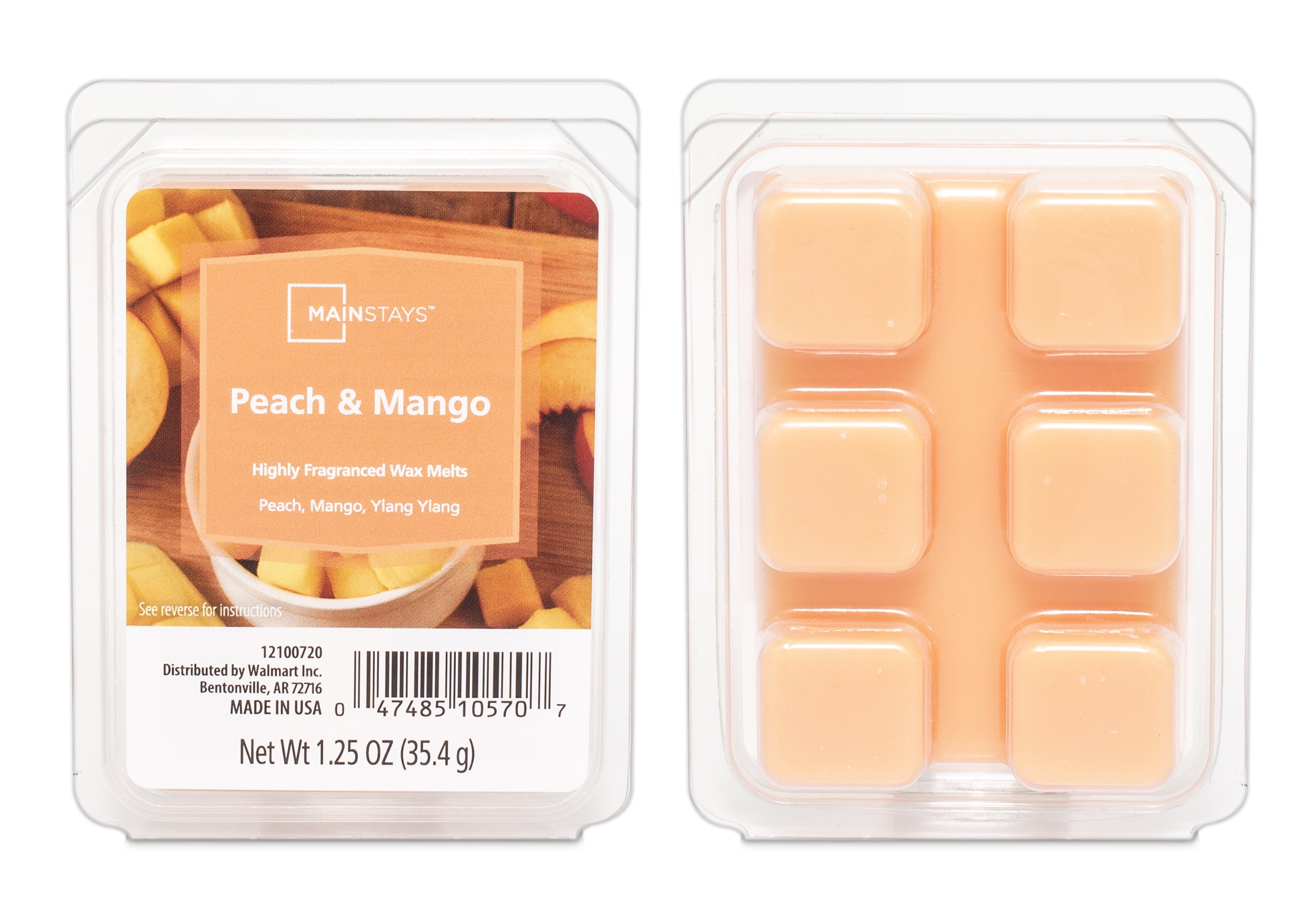 (3 pack) Mainstays Peach Mango Scented 6 Cube Wax Melt, 1.25 oz.