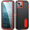 thumbnail image 1 of for iPhone 15 Case, iPhone 15 Phone Case with Built in Kickstand, Shockproof/Dustproof/Drop Proof Heavy Duty Military-Grade Rugged Protective Cover for iPhone 15,Black+Orange,For iPhone 15, 1 of 9