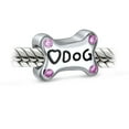 thumbnail image 2 of Bling Jewelry Womens Sterling Silver Dog Bone Pink CZ Heart Charm Bead Bracelet Puppy Pet Theme, 2 of 3