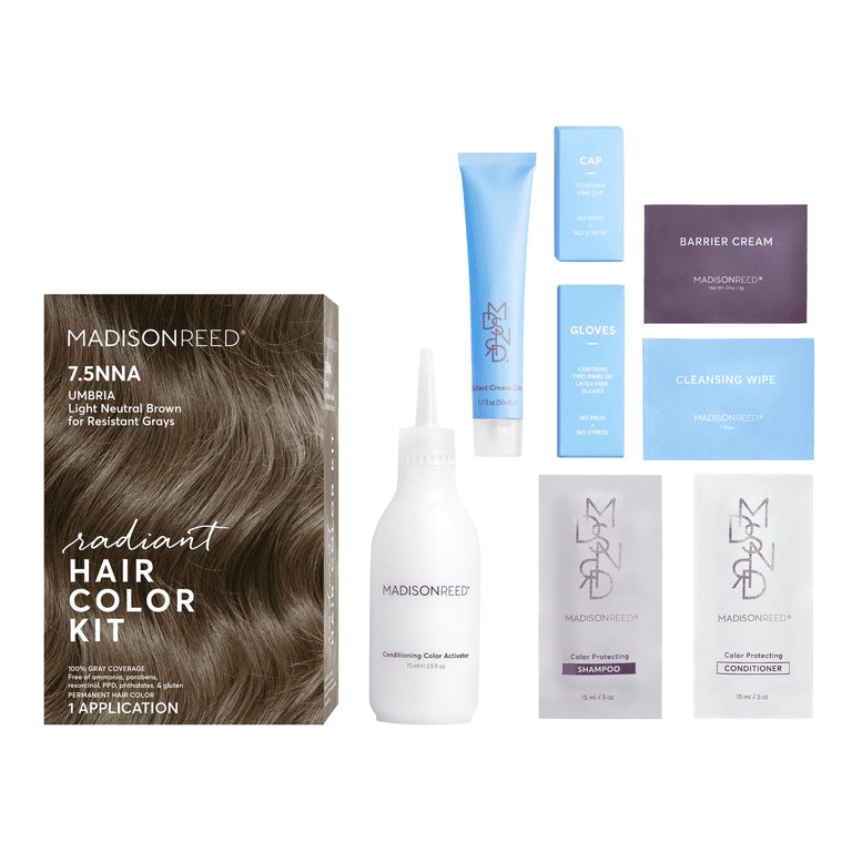 Madison Reed, Hair Color Kit, Umbria Light Brown 7.5NNA, 8 Piece