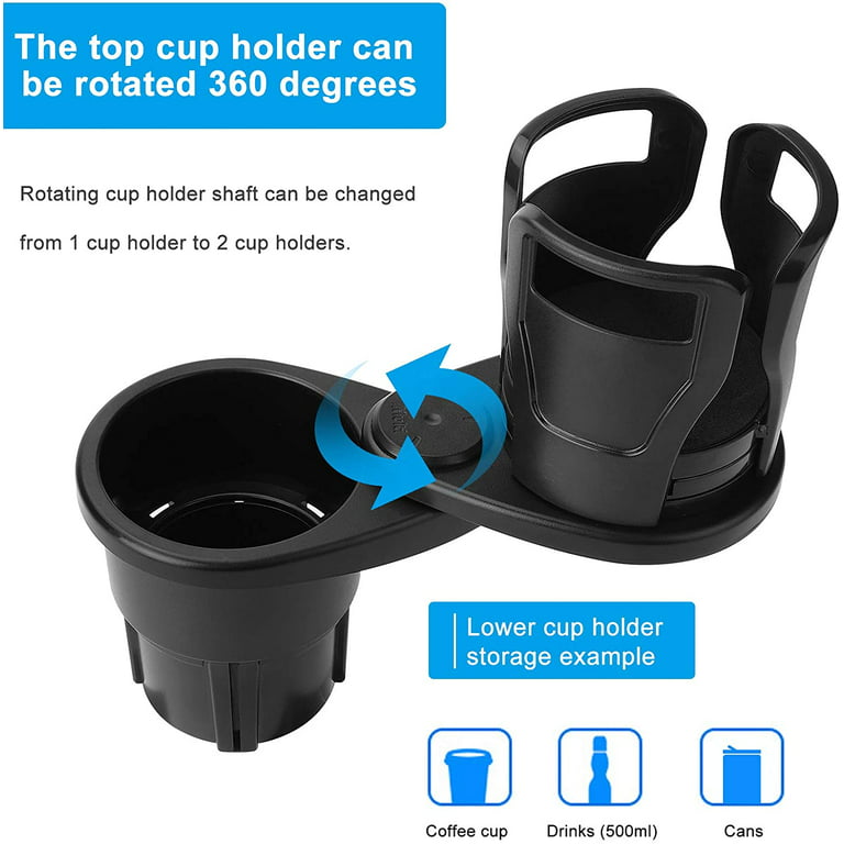 2 in 1 Car Cup Holder Expander, Dual Cup Holder Expander for Car