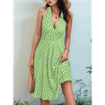thumbnail image 3 of Women'S Summer Sleeveless Wrap V Neck Floral Sundress Mini Dress Light Green M, 3 of 5