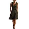 thumbnail image 2 of Shihyeh Summer Maxi Dresses for Women 2026 Linen V Neck Sleeveless Beach Sundress Button Casual Loose Dress with Pockets, 2 of 7