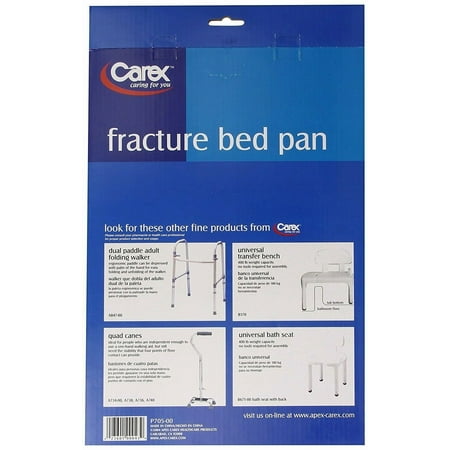 Carex Fracture Bed Pan, Retail Boxed, Disposable, Comes with Handle, 47.3 oz Capacity
