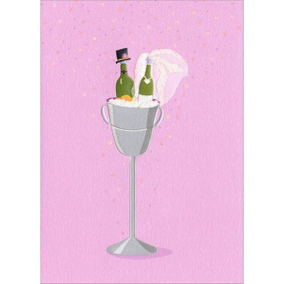 Avanti Press Champagne Couple A-Press Glitter Wedding / Marriage Congratulations Card