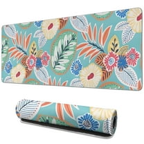 Long Mouse Pads for Desk,Green Pioneer Flower and Leaf Desk Mats on Top Of Desks, Desk Mouse Pad Extra Large with 3mm Non-Slip Base and Stitched Edge for Gaming,Office,Work,Home 31.5"x11.8"