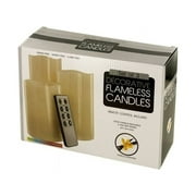 Koleimports Bulk Buys 3 Piece Vanilla Scented Flameless Wax Pillar Candle Set with Remote