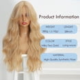 thumbnail image 4 of Synthetic Wavy Wig with Curtain Bangs,   Wave Wig for Women, 4x2" Hand-Tied Forehead Hairline Simulated Scalp Lace Wig, Glueless Synthetic Wig with Bangs, Synthetic Wig for Daily Use, 4 of 6