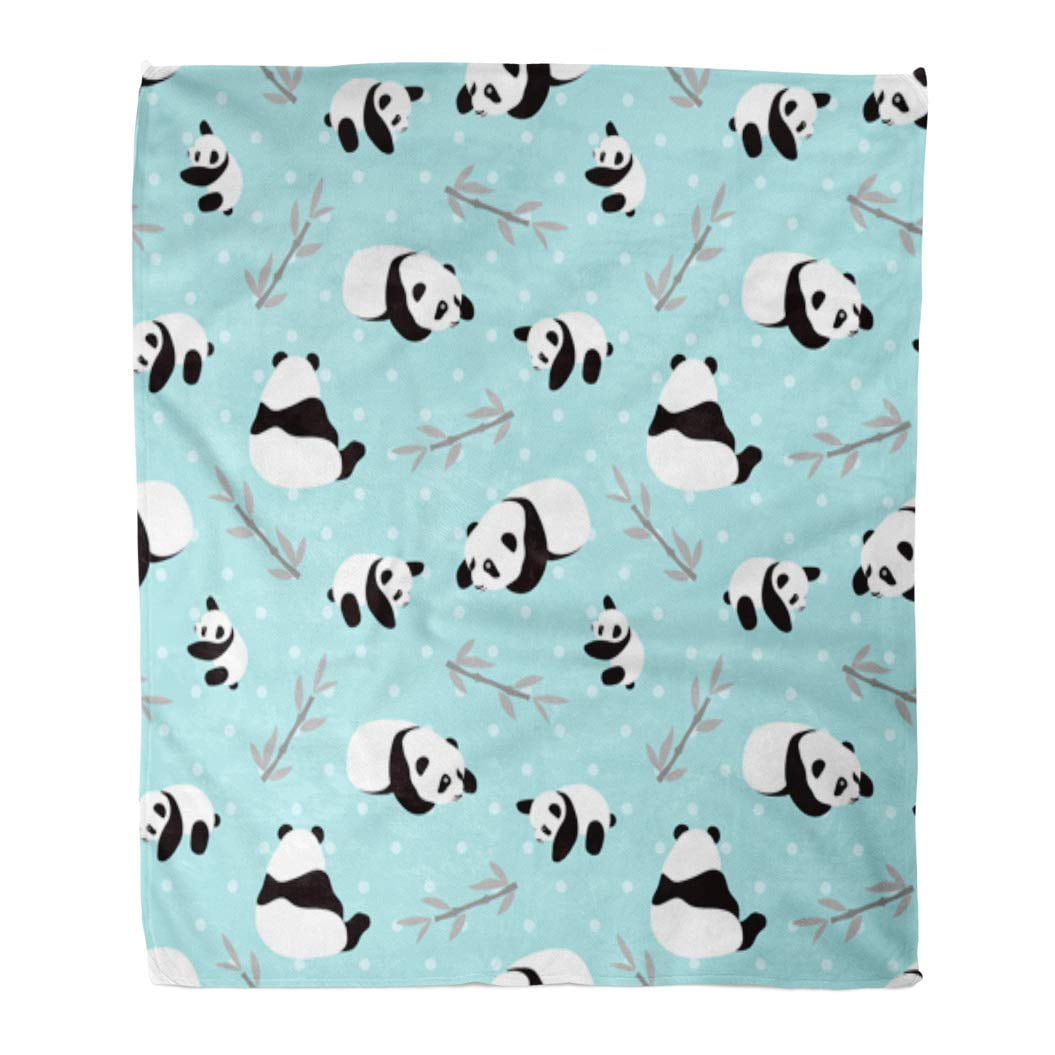 ASHLEIGH Throw Blanket 58x80 Inches Black Leaf Panda Bear with Cute