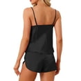 thumbnail image 3 of INSPIRE CHIC Women's Satin Pajamas Sets Cami Top with Shorts 2 Pcs Sleepwear Silky Pajama Set M Black, 3 of 5