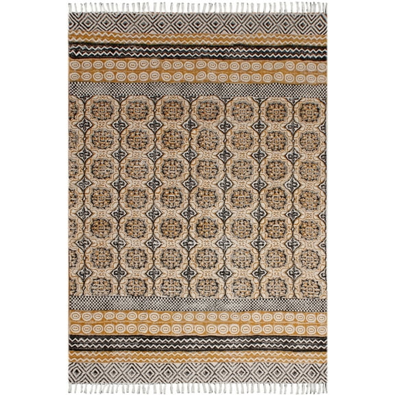 Casavani Pure Cotton Traditional Area Rug,Brown 2x3 feet